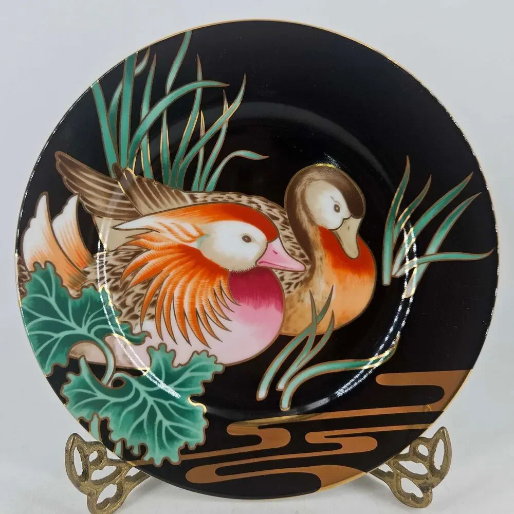 Vintage set of 6 Fitz and Floyd Mandarin Marsh porcelain salad plate